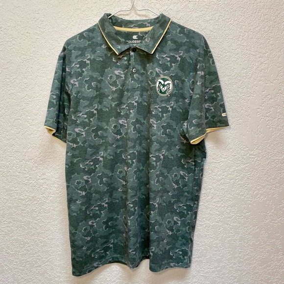 Colorado State Rams Polo Mens Large Muted Green Camo Short Sleeve Golf Shirt CSU - Picture 1 of 7